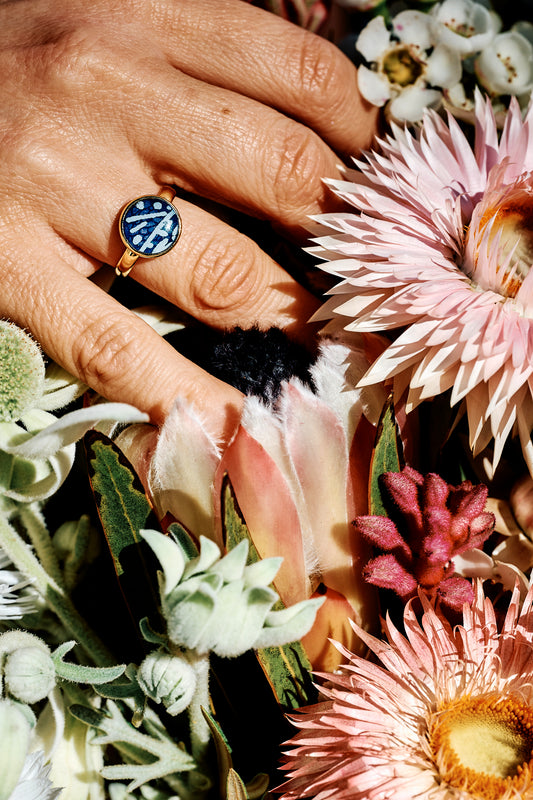 Handmade Washi Paper Ring – Indigo Echo Origami Design