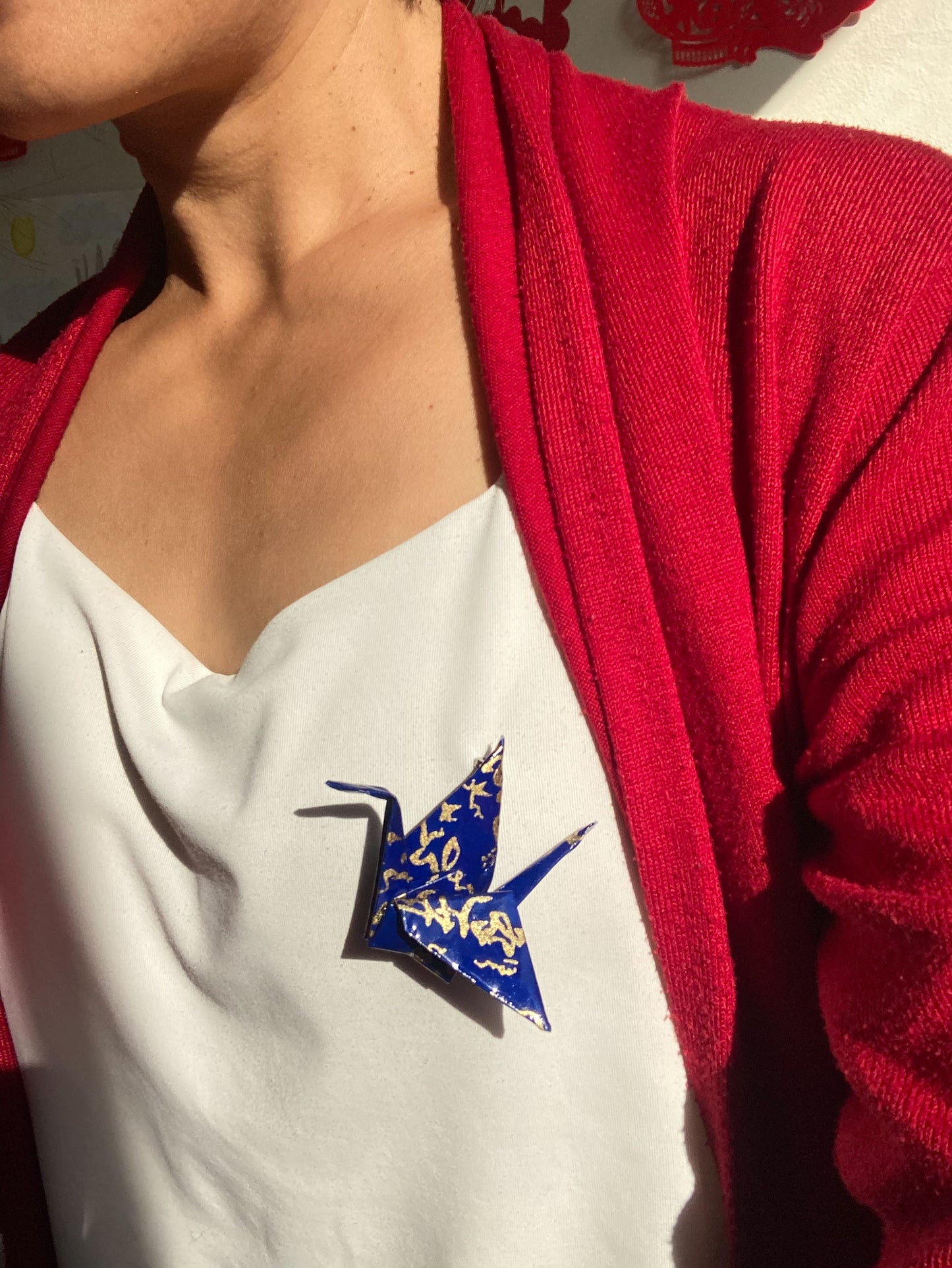 Handmade Origami Brooch – Tranquil Serenity Crane Design