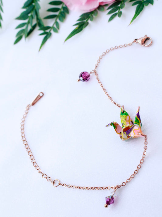 Origami-Bracelet-Crane-Swarovski-Crystals-Rose-Gold