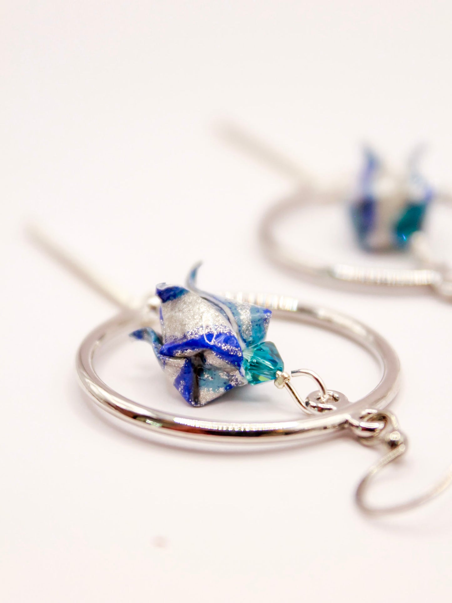 Origami-tulip-Earrings-silver-blue