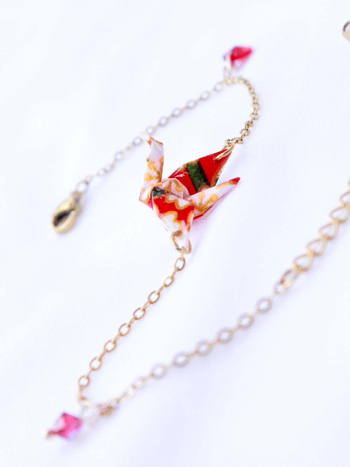 Origami Bracelet - Paper Crane, Rose Gold, Swarovski Crystals