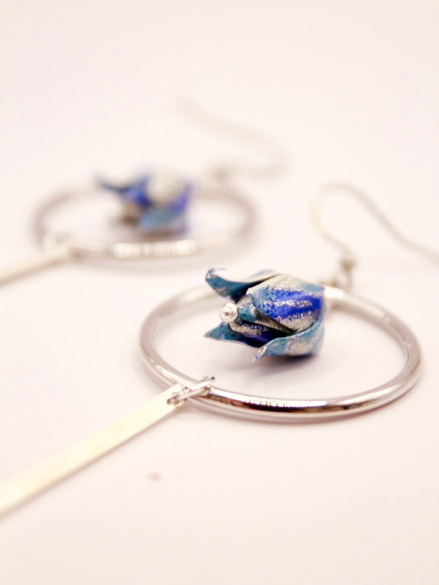 Origami-tulip-Earrings-silver-blue