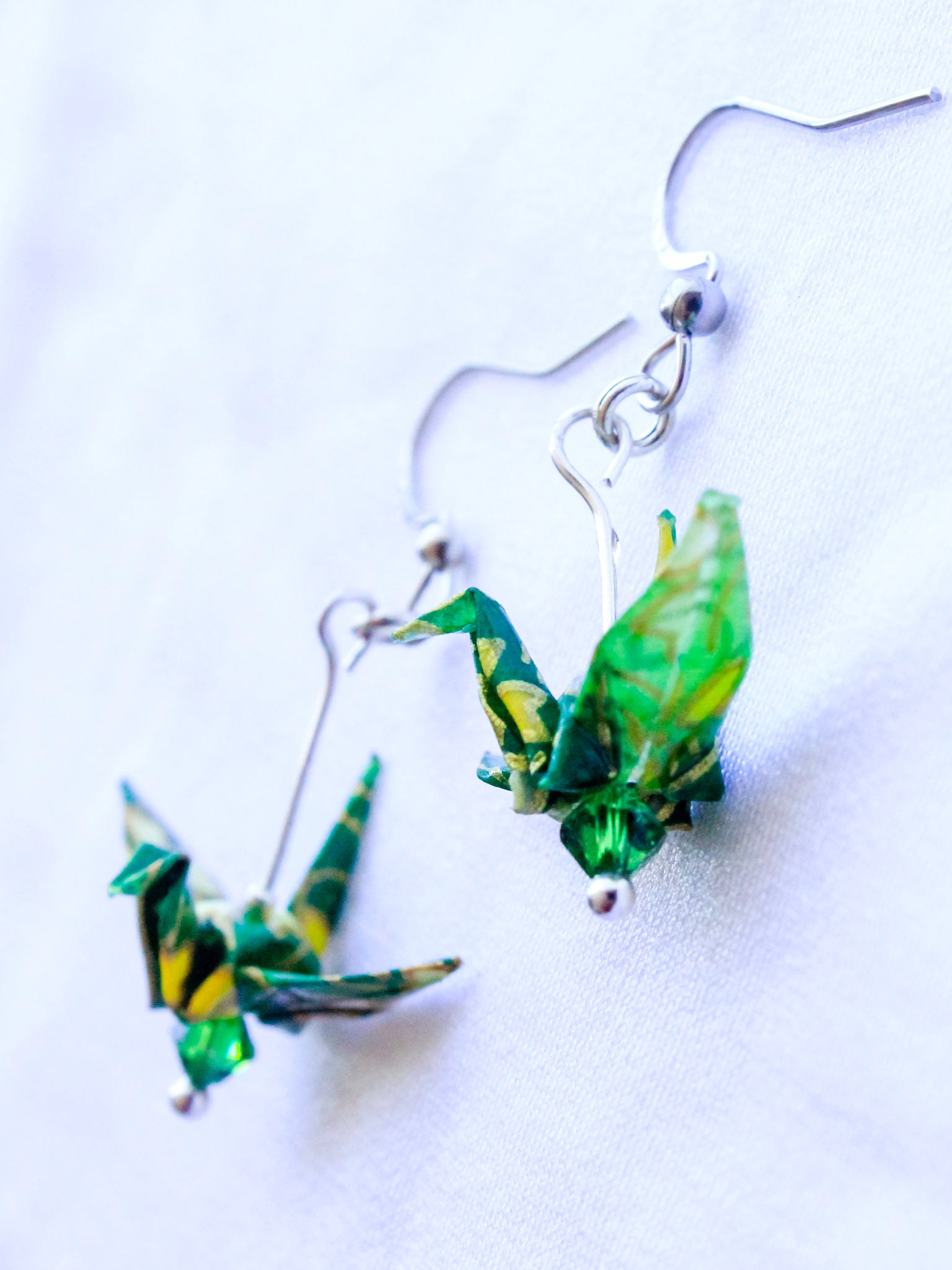 Origami Crane Earrings – Tranquil Harmony with Swarovski Crystal