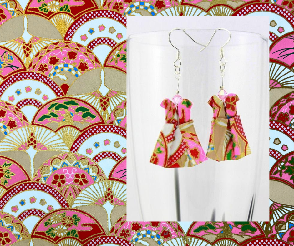 Handmade Origami Earrings – Party Dress with Swarovski Crystals