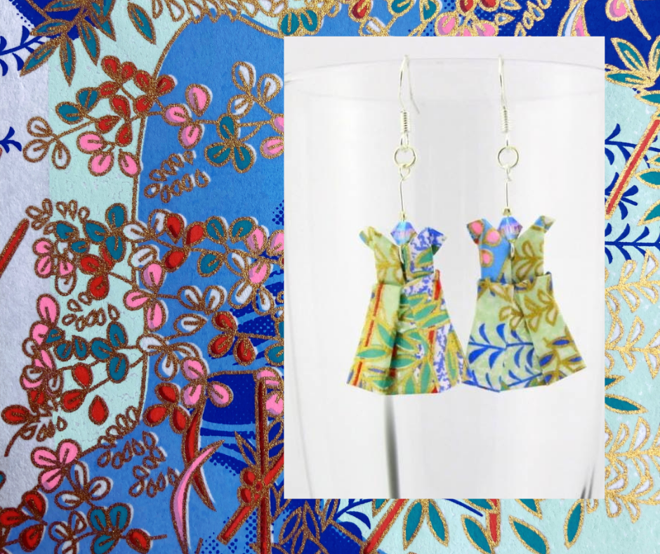 Handmade Origami Earrings – Party Dress with Swarovski Crystals