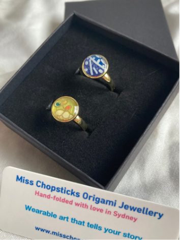 Handmade Washi Paper Ring – Indigo Echo Origami Design