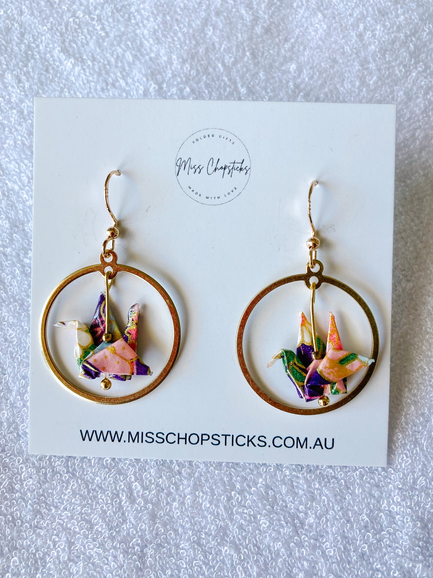 Origami-Earrings-Eternal-Balance-Crane-Embrace-Purple