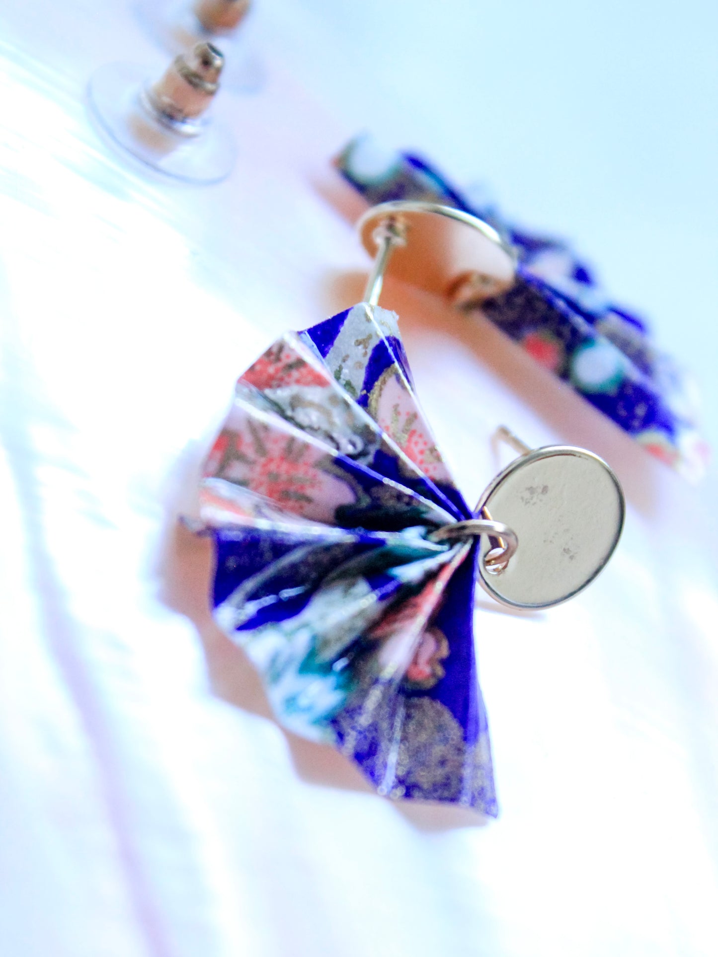 Handmade Origami Fan Golden Stud Earrings – Chic & Elegant