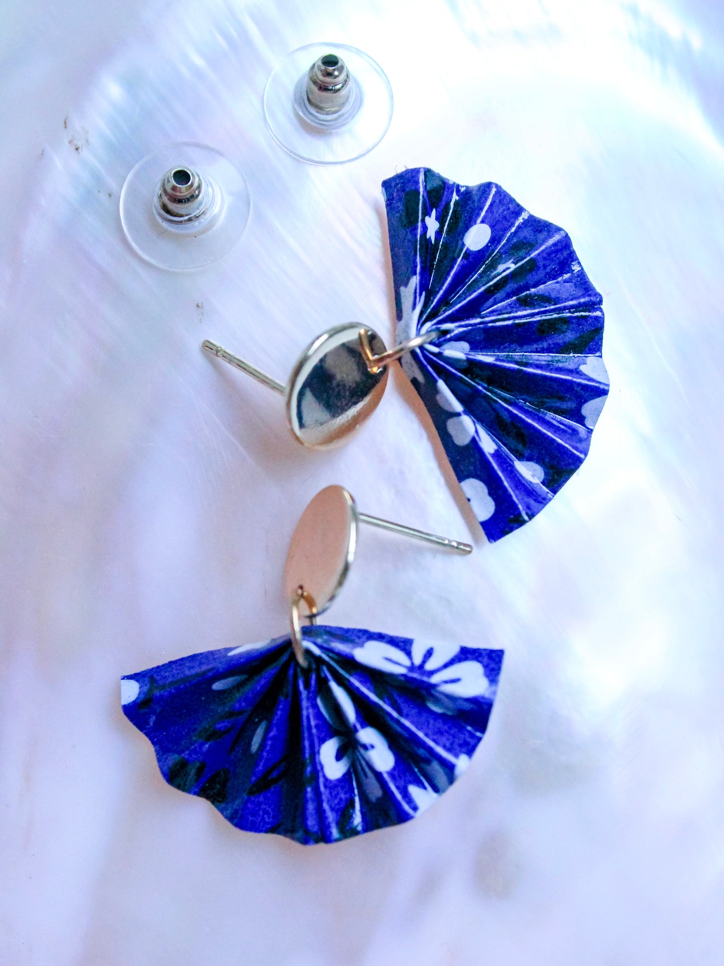 Handmade Origami Fan Golden Stud Earrings – Chic & Elegant