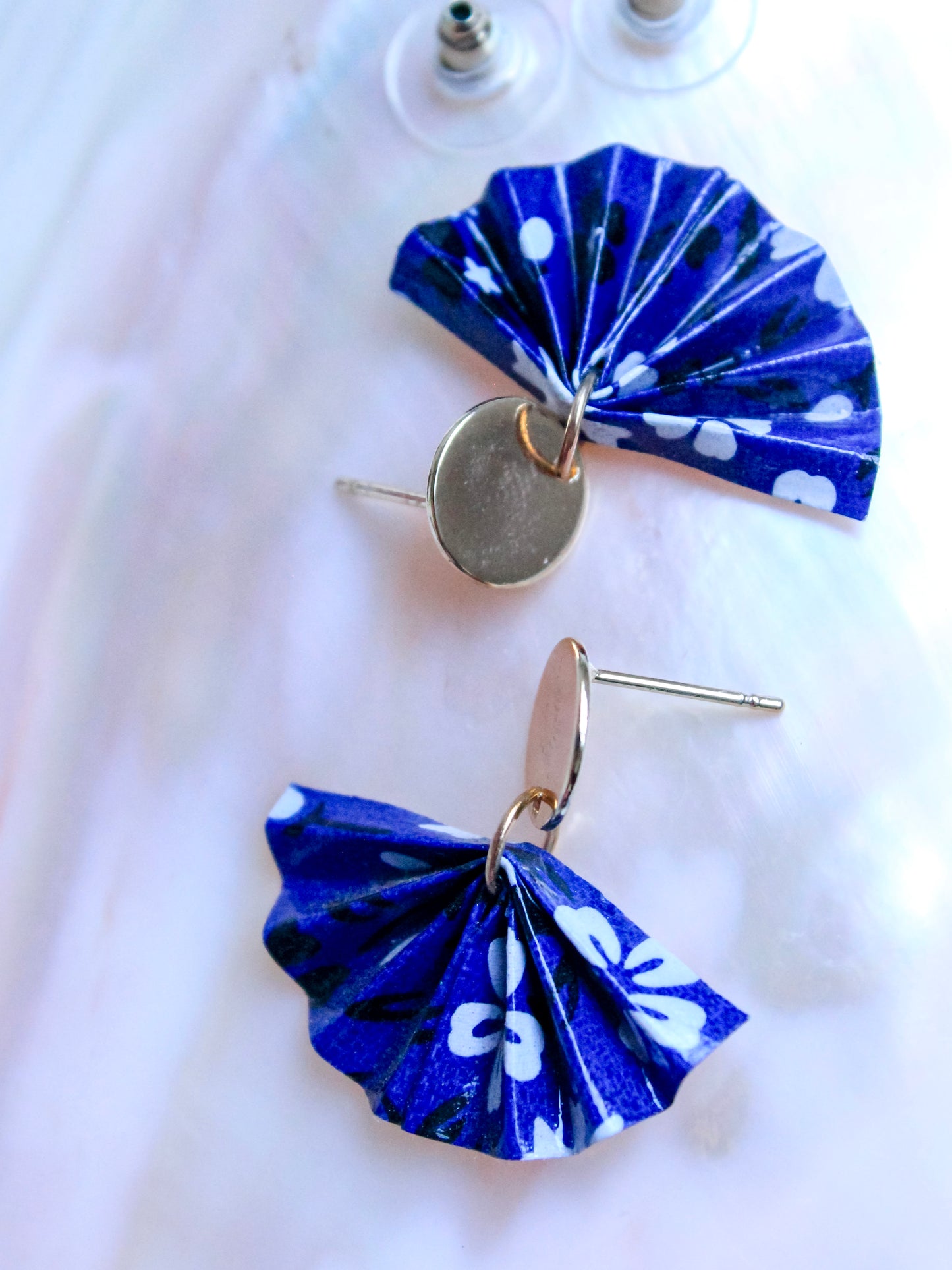 Handmade Origami Fan Golden Stud Earrings – Chic & Elegant