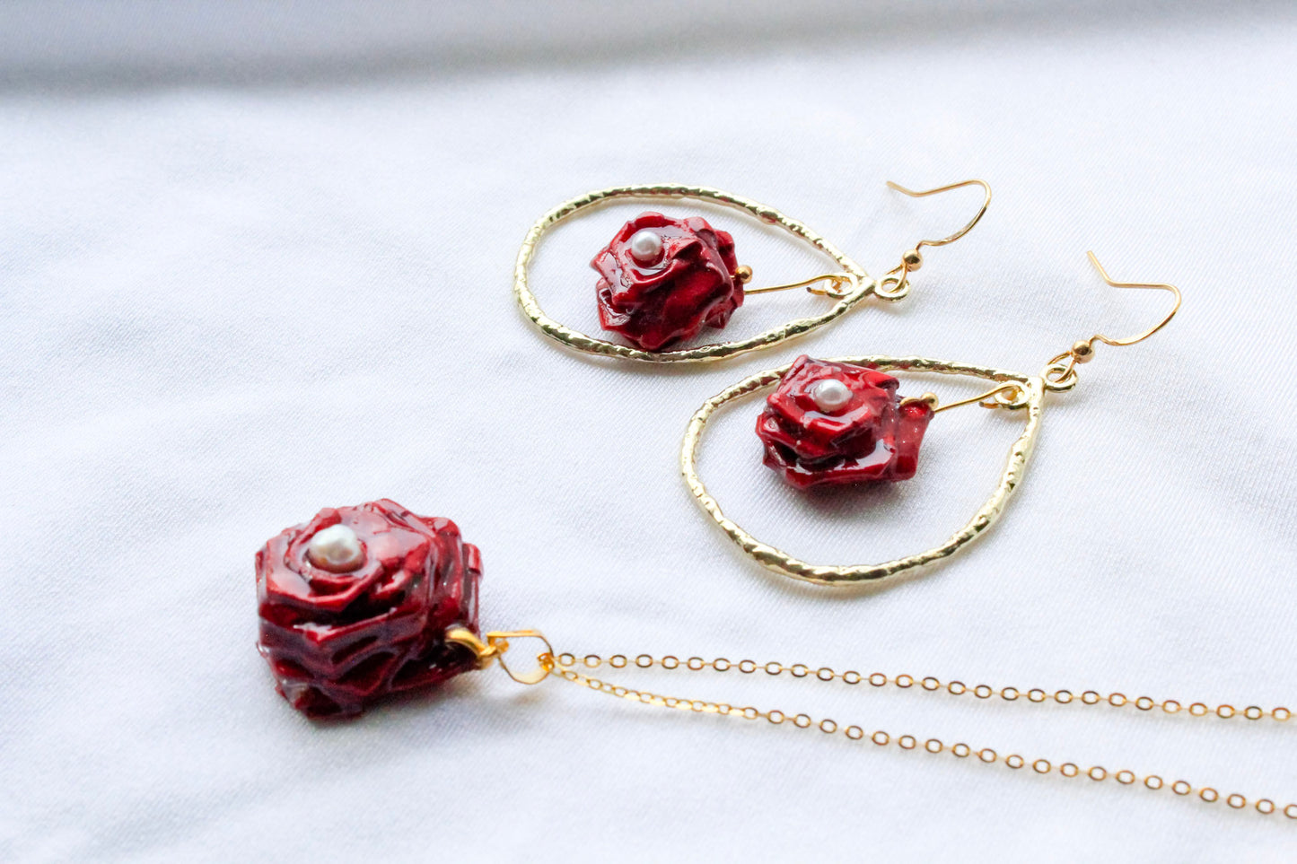 Handmade Origami Rose Blossom Set – Unique Jewellery Gift