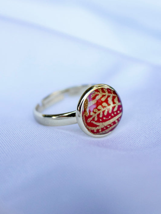 Handmade Washi Paper Ring – Crimson Blessing Origami Design