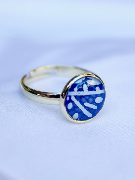 Handmade Washi Paper Ring – Indigo Echo Origami Design