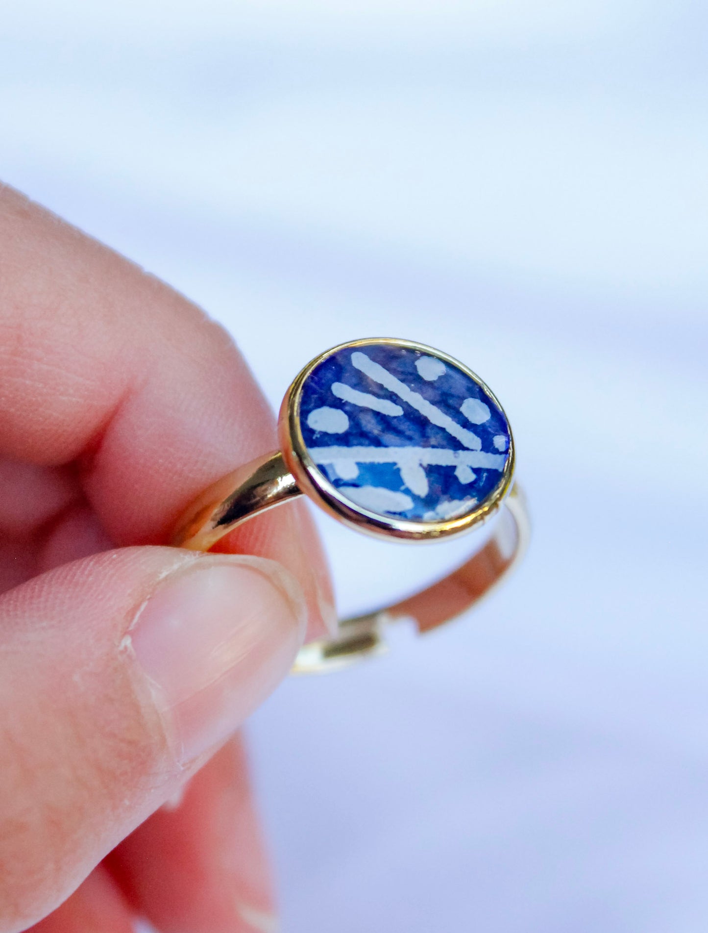 Handmade Washi Paper Ring – Indigo Echo Origami Design