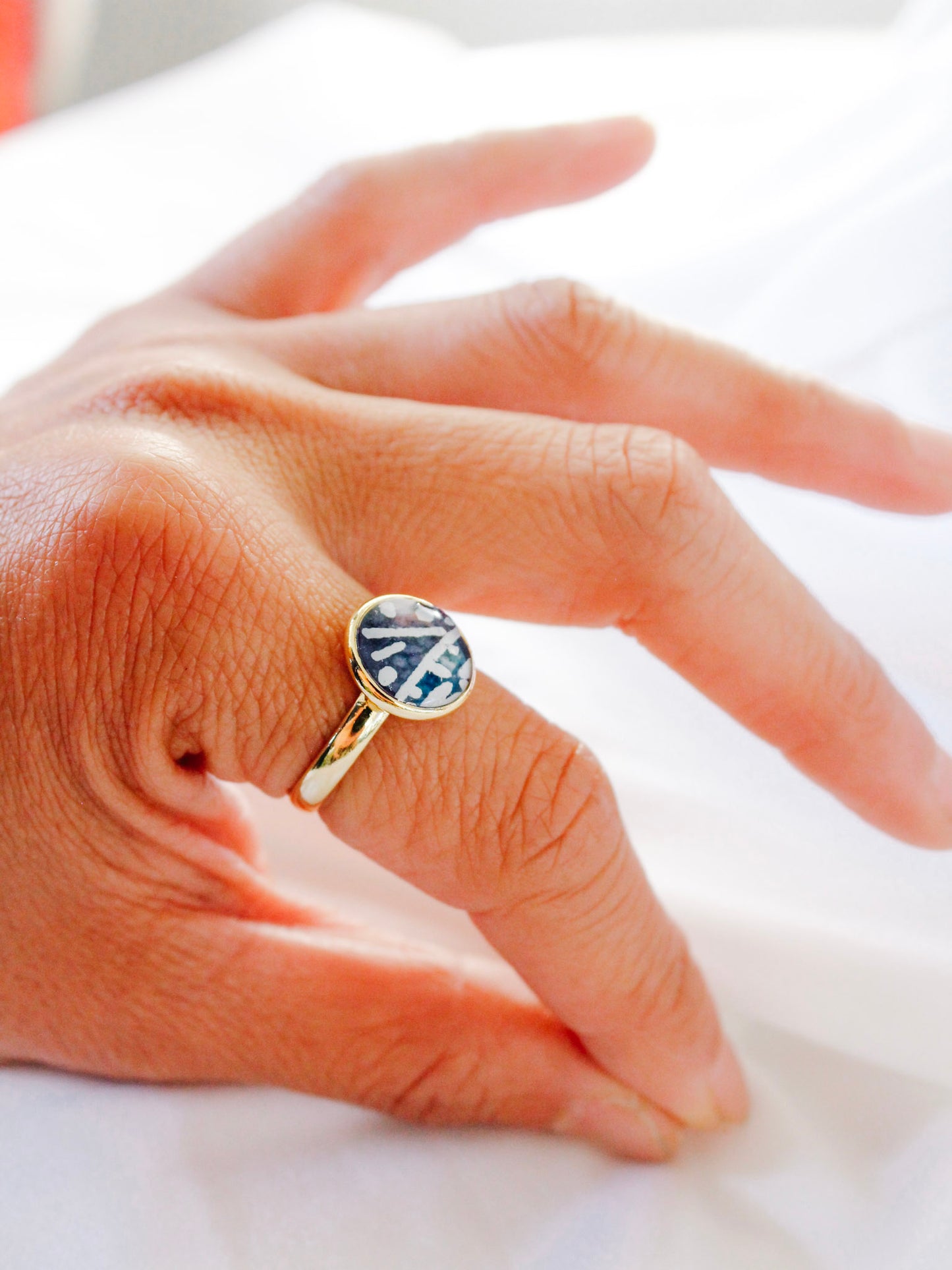 Handmade Washi Paper Ring – Indigo Echo Origami Design