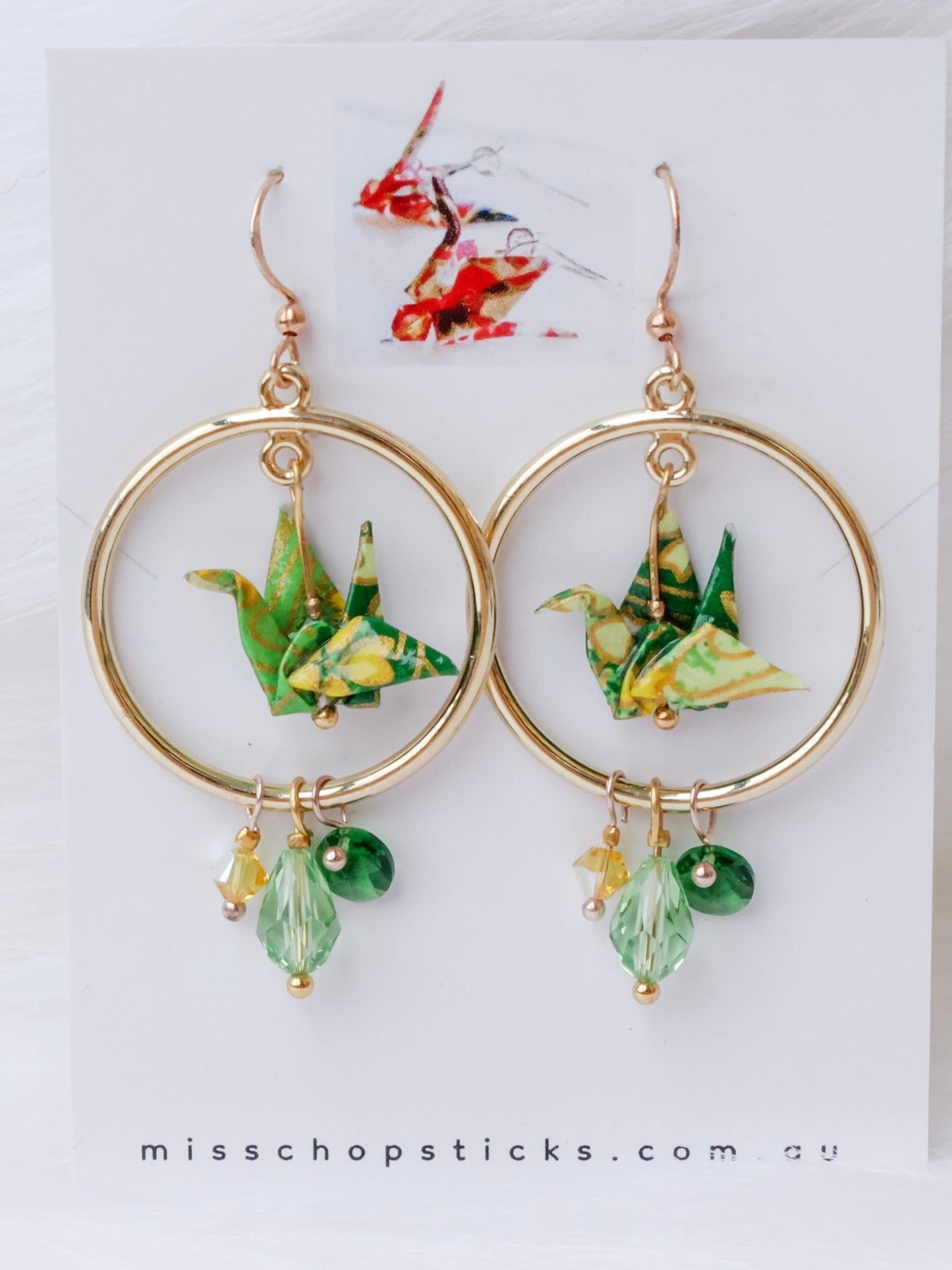 Handmade Origami Earrings – Whispering Crane Sparkle