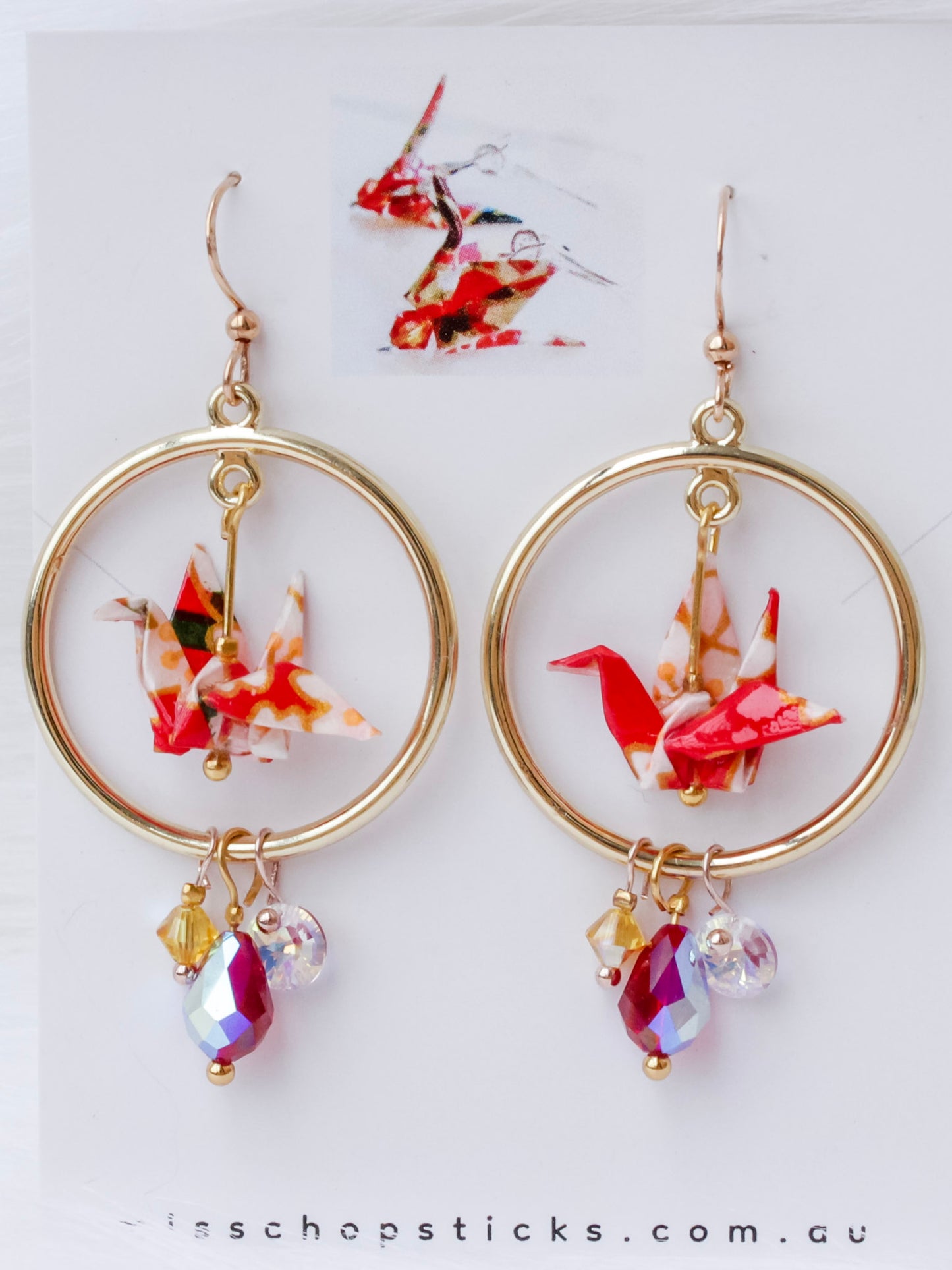 Handmade Origami Earrings – Whispering Crane Sparkle