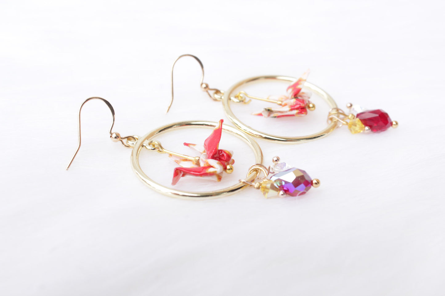 Origami Earrings - Whispering Crane Ethereal Sparkle