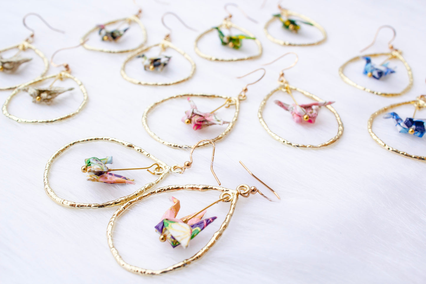 Origami-Crane-Earrings-Tear-Drop-Gold-Loop-Miss-Chopsticks