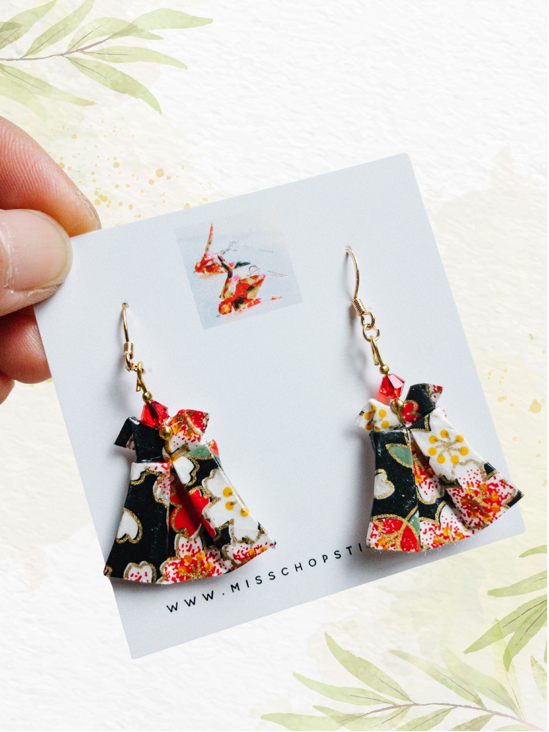 Handmade Origami Earrings – Party Dress with Swarovski Crystals