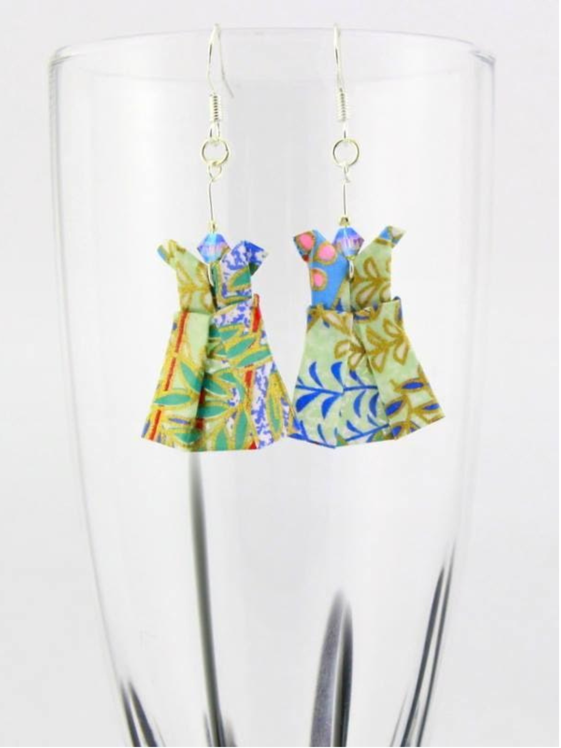 Handmade Origami Earrings – Party Dress with Swarovski Crystals