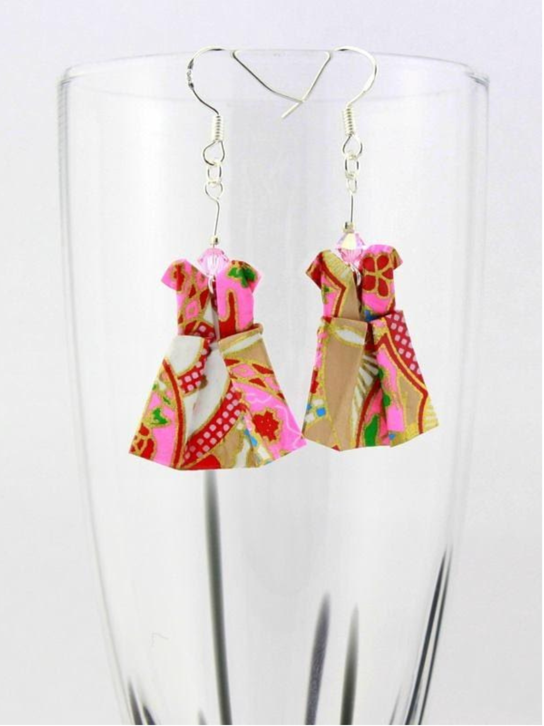 Handmade Origami Earrings – Party Dress with Swarovski Crystals