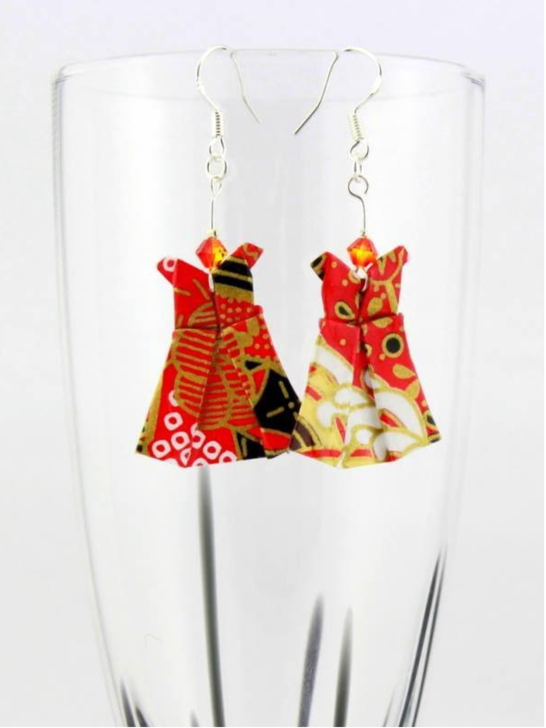 Handmade Origami Earrings – Party Dress with Swarovski Crystals