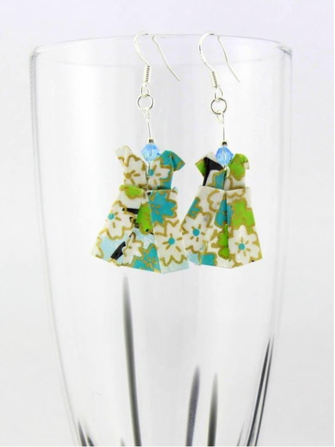 Handmade Origami Earrings – Party Dress with Swarovski Crystals
