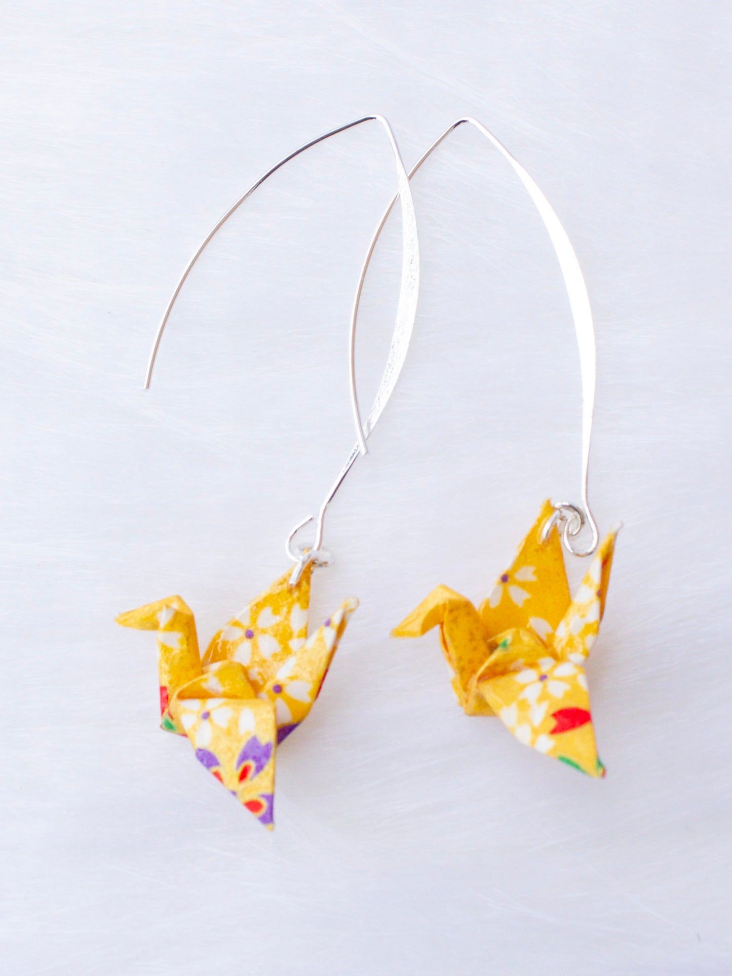 Origami-Earrings-Crane-V-shaped-Earring-Yellow