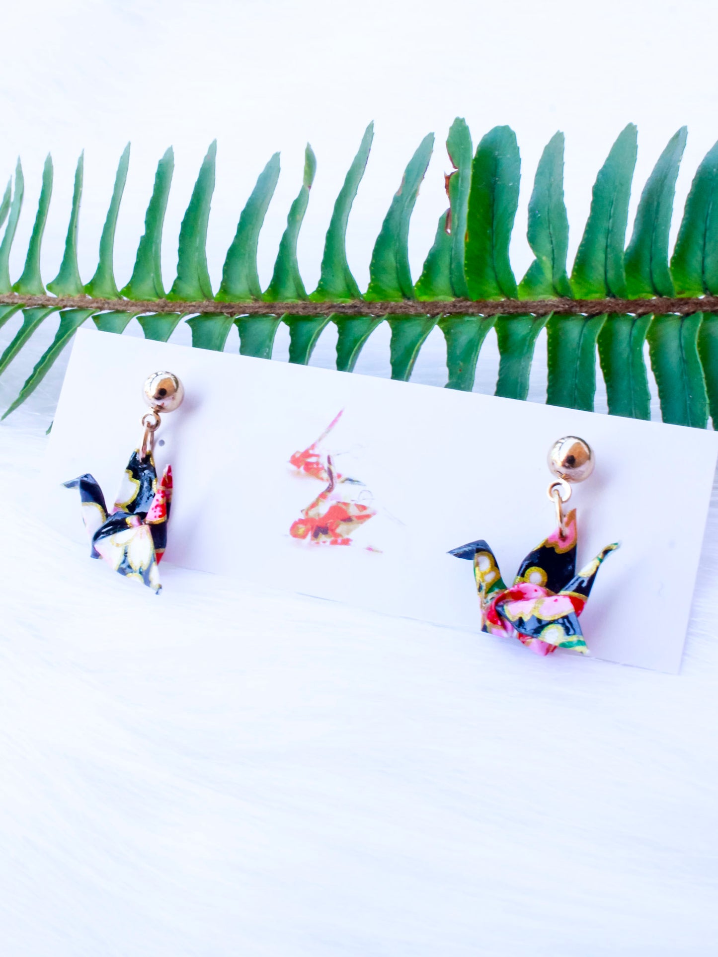 Origami-Earrings-Crane-Studs-Black