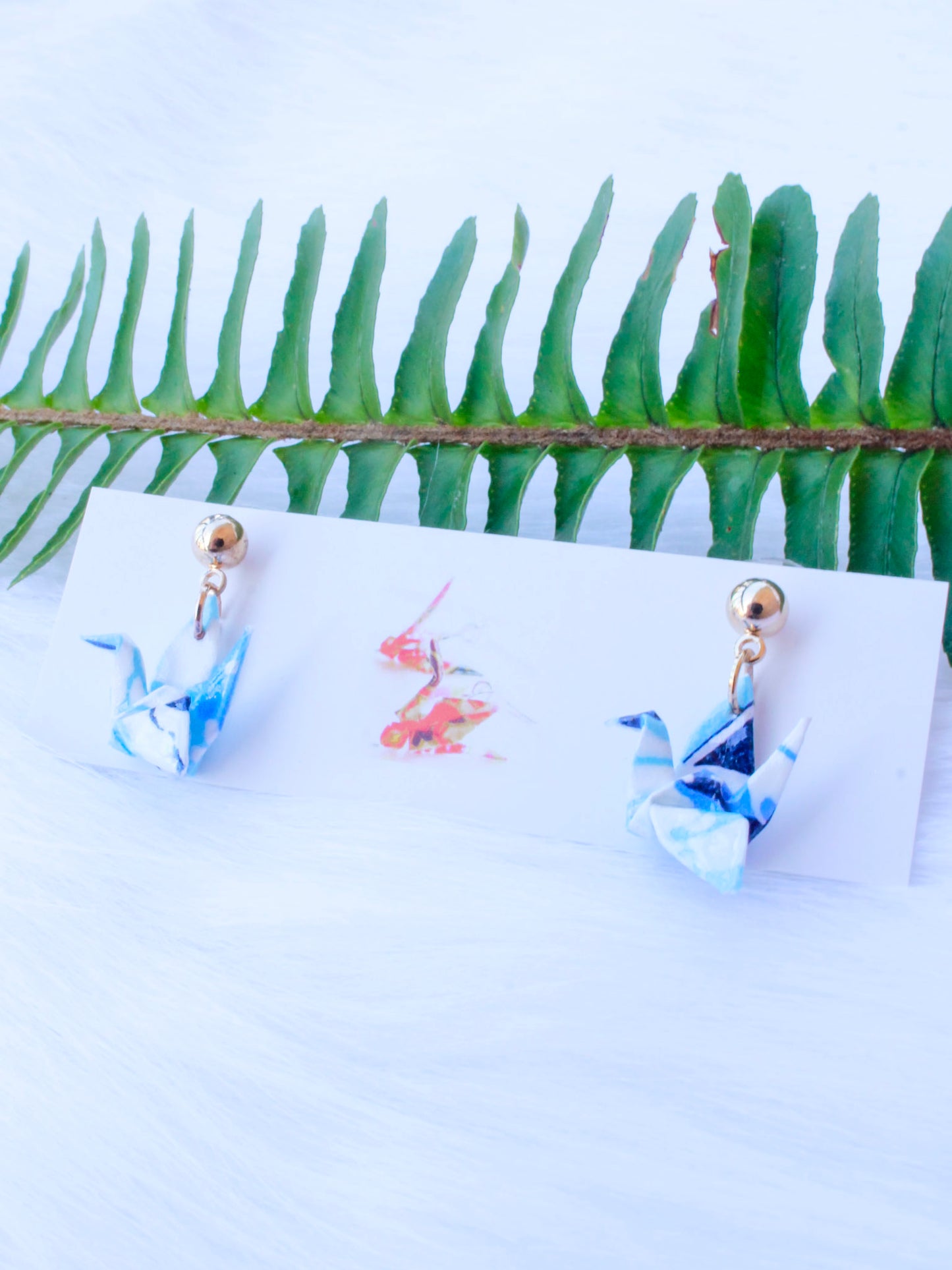 Origami-Earrings-Crane-Studs-Blue
