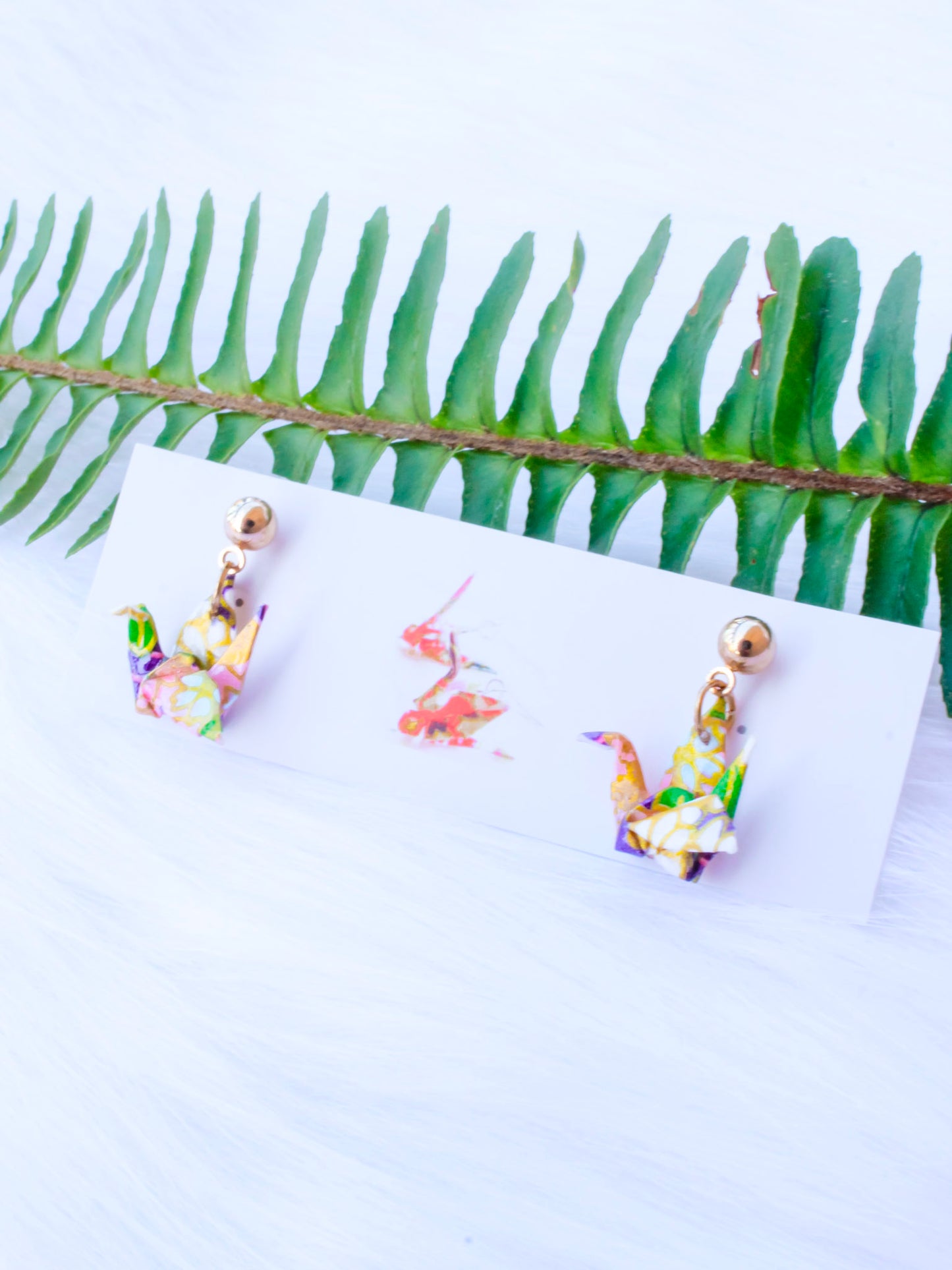 Origami-Earrings-Crane-Studs-Purple