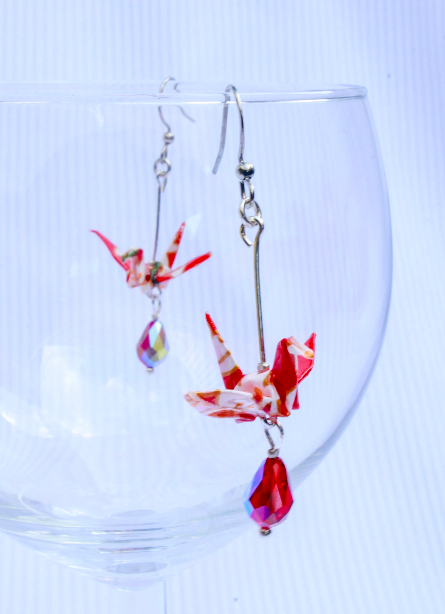 Origami-Earrings-Swarovski-Crane-Gleam-Red