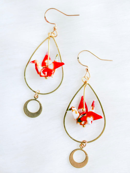 Handmade Origami Earrings – Transcendence Crane Loops