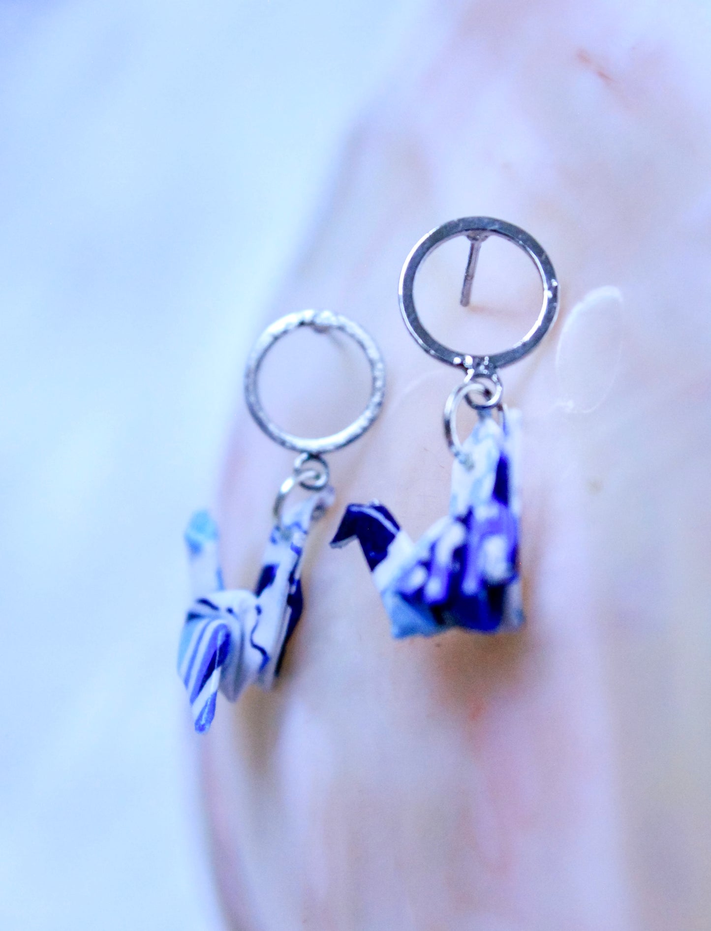 Handmade Origami Jewelry Crane Hoop Earrings – Modular Origami