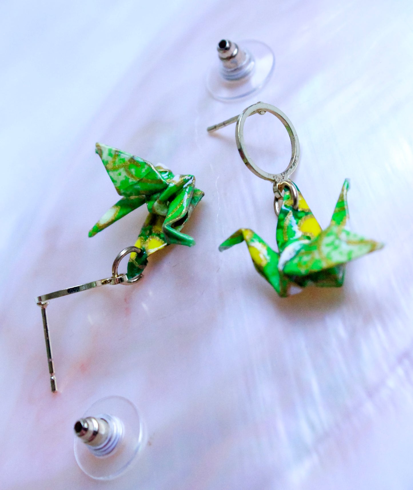 Handmade Origami Jewelry Crane Hoop Earrings – Modular Origami