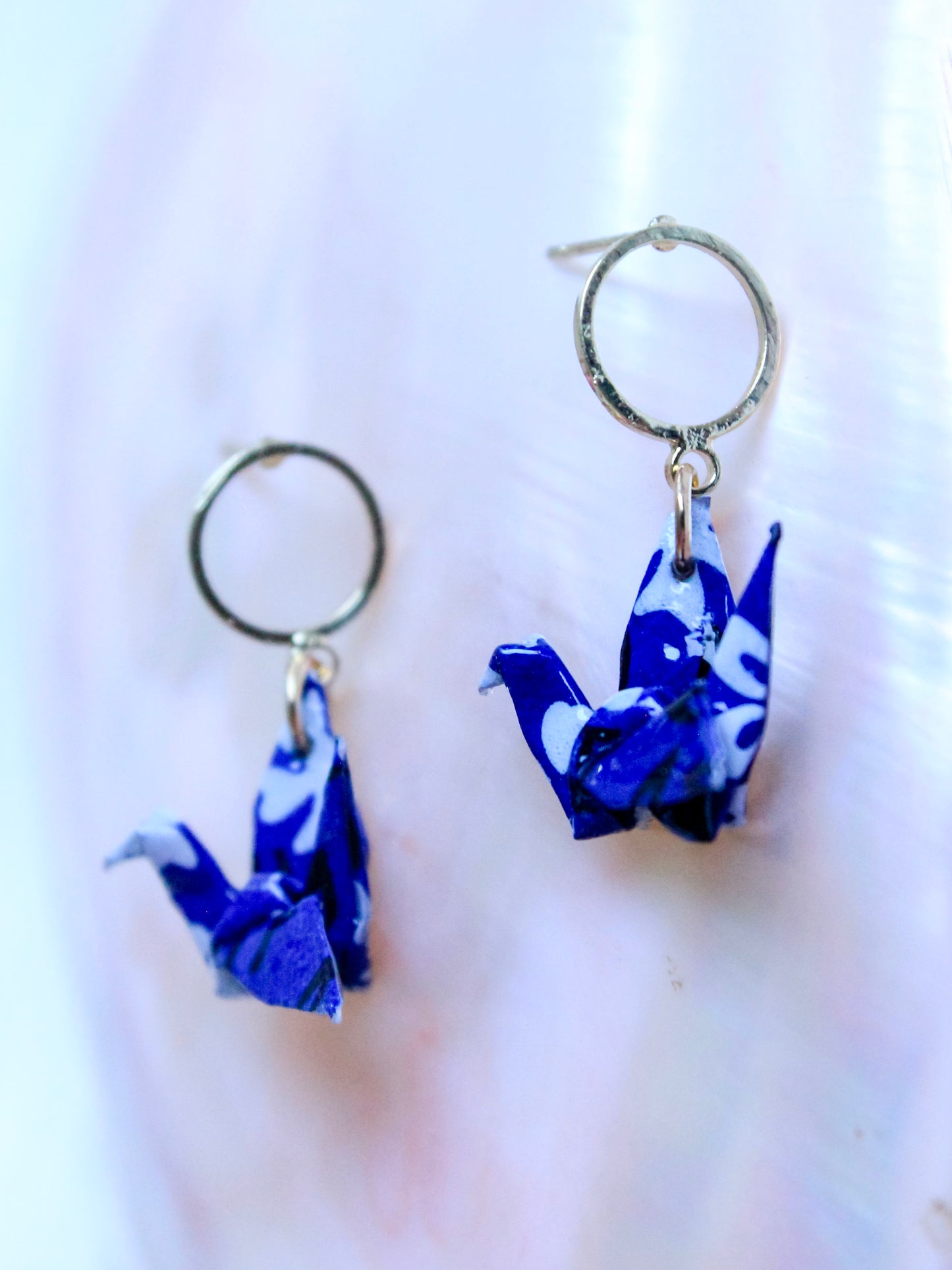 Handmade Origami Jewelry Crane Hoop Earrings – Modular Origami