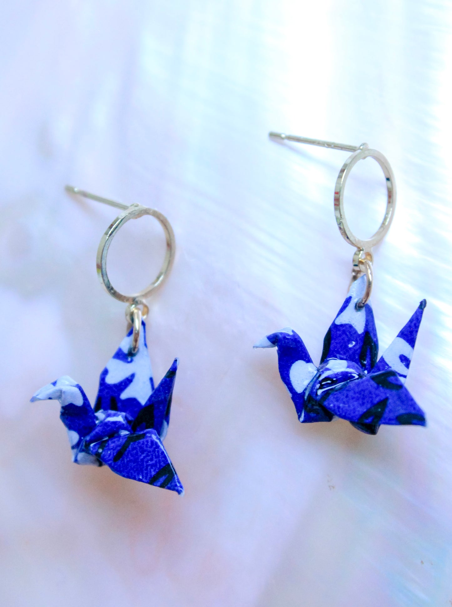 Handmade Origami Jewelry Crane Hoop Earrings – Modular Origami