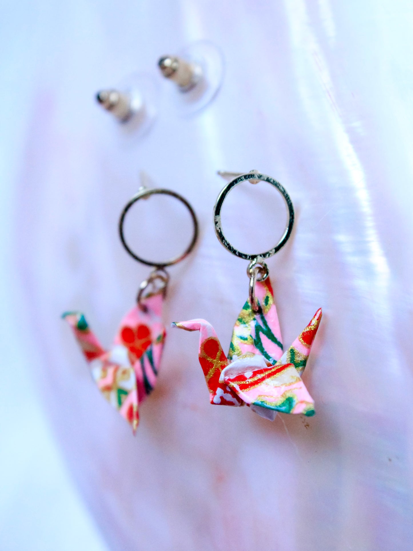 Handmade Origami Jewelry Crane Hoop Earrings – Modular Origami