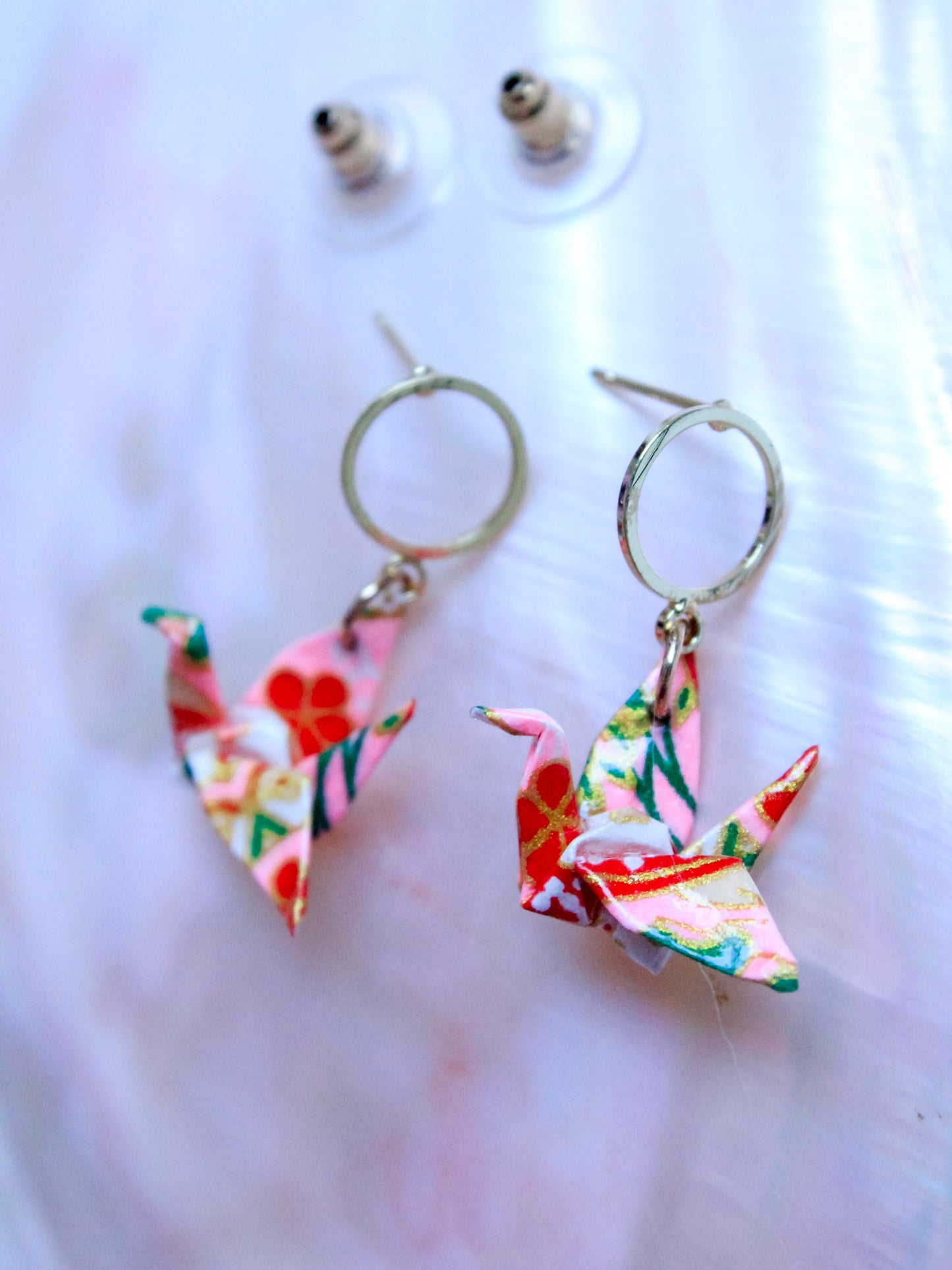 Handmade Origami Jewelry Crane Hoop Earrings – Modular Origami