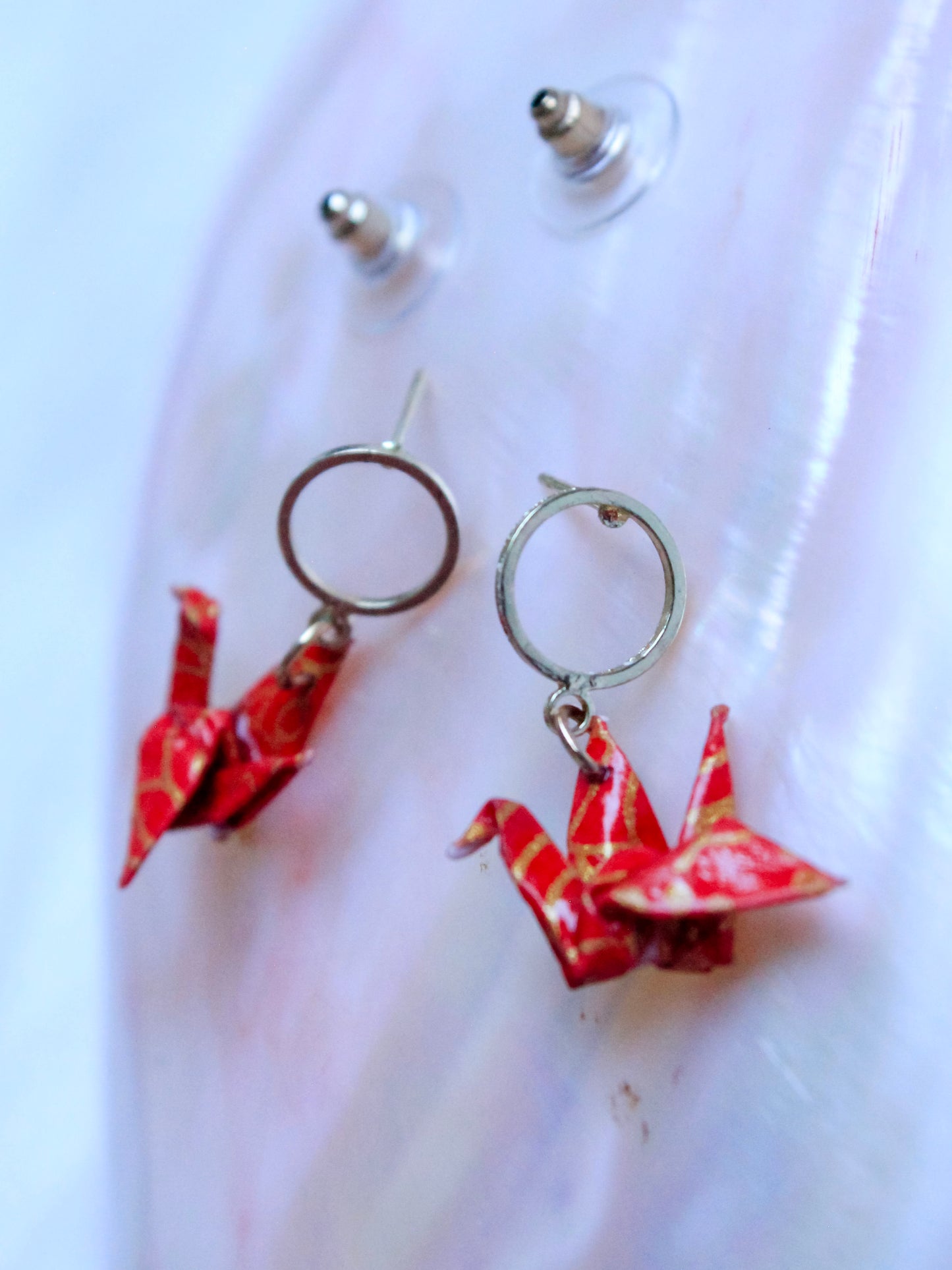 Handmade Origami Jewelry Crane Hoop Earrings – Modular Origami