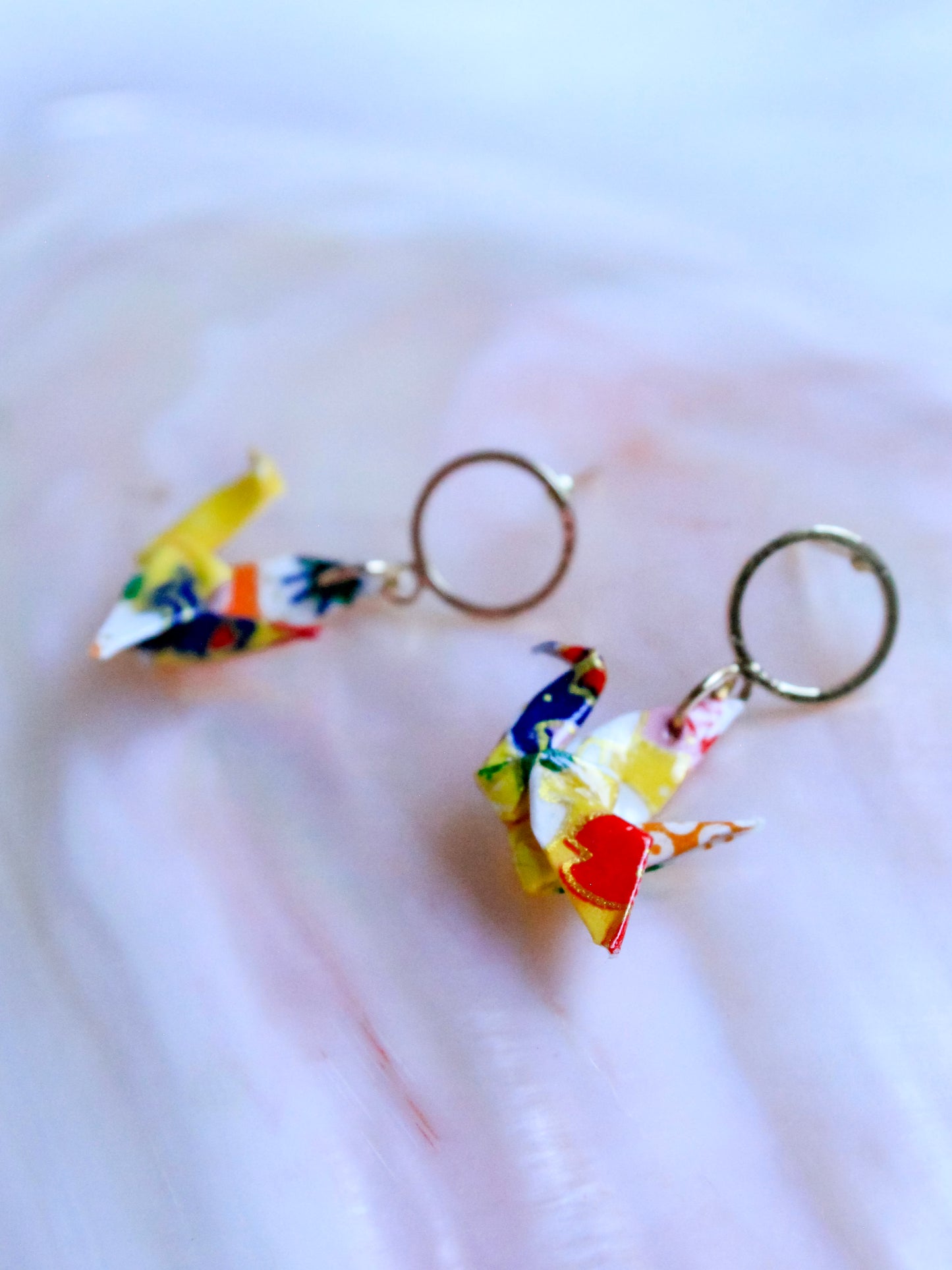 Handmade Origami Jewelry Crane Hoop Earrings – Modular Origami