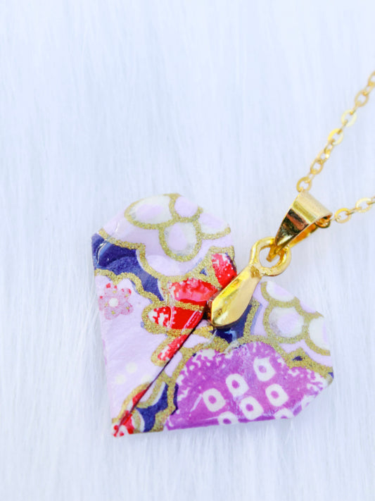 Origami-Love-Heart-Necklace-Purple