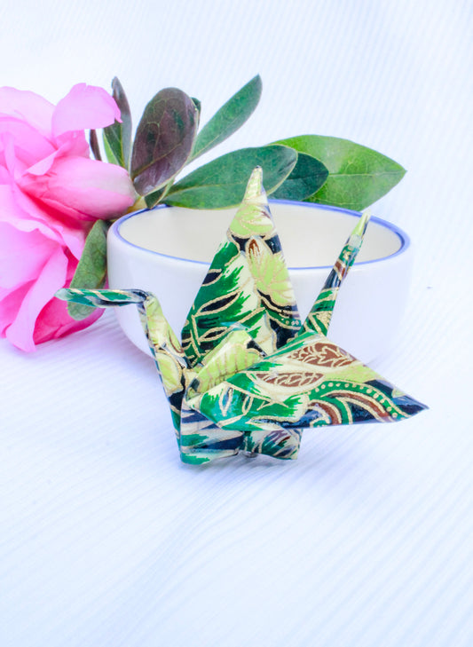Handmade Origami Brooch – Tranquil Serenity Crane Design