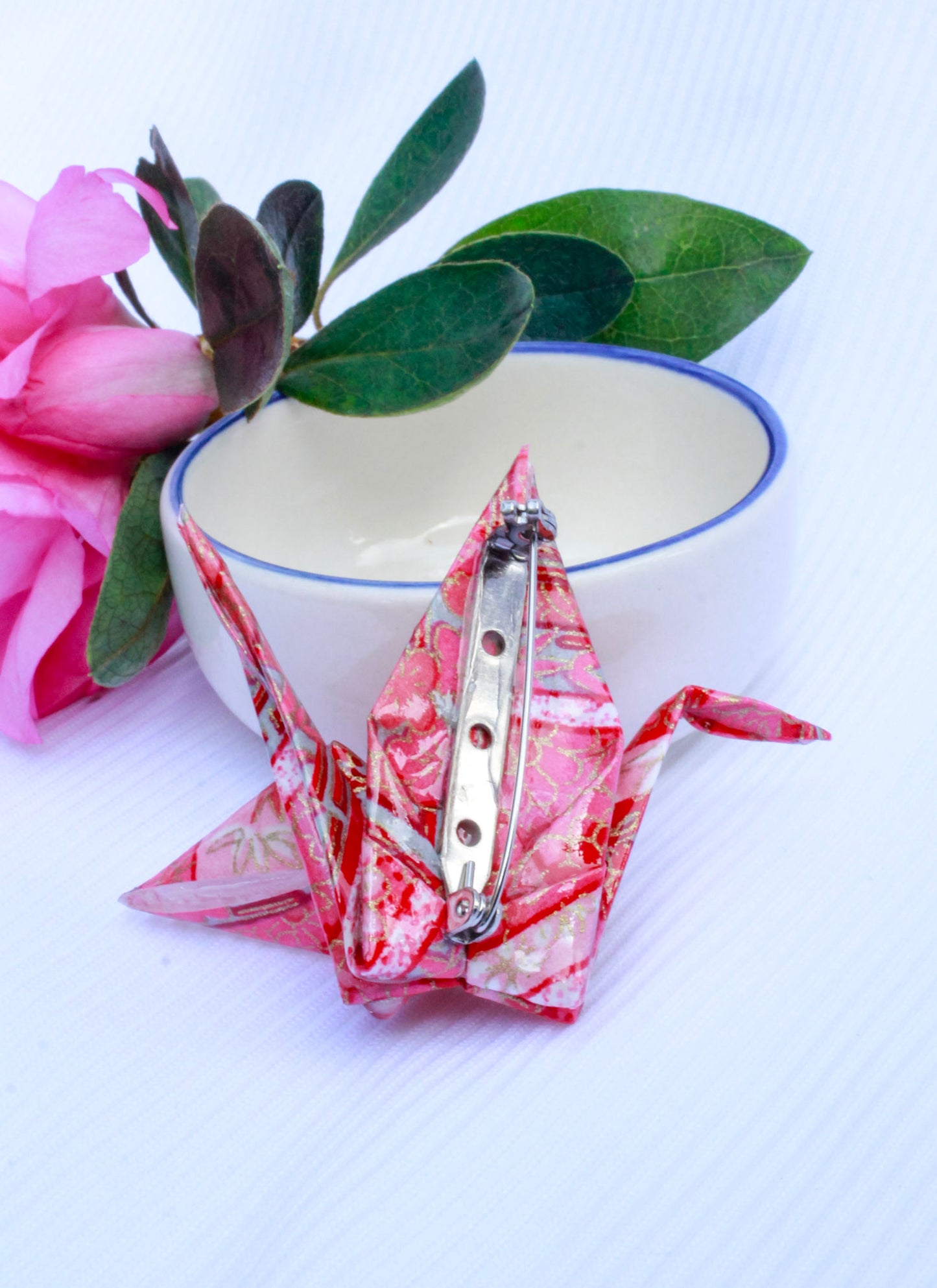 Handmade Origami Brooch – Tranquil Serenity Crane Design