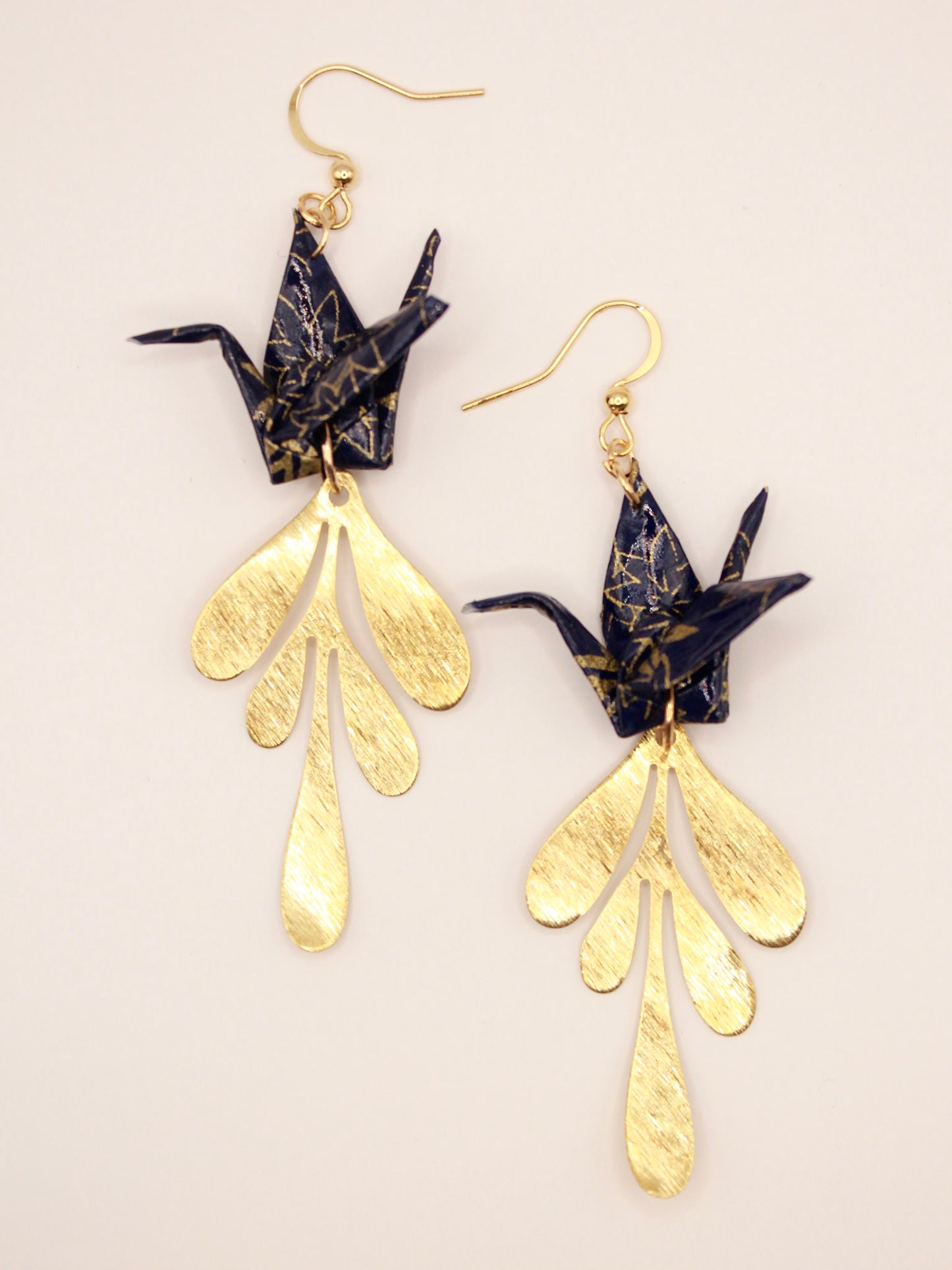 Origami-Crane-Statement-Earrings-Gold