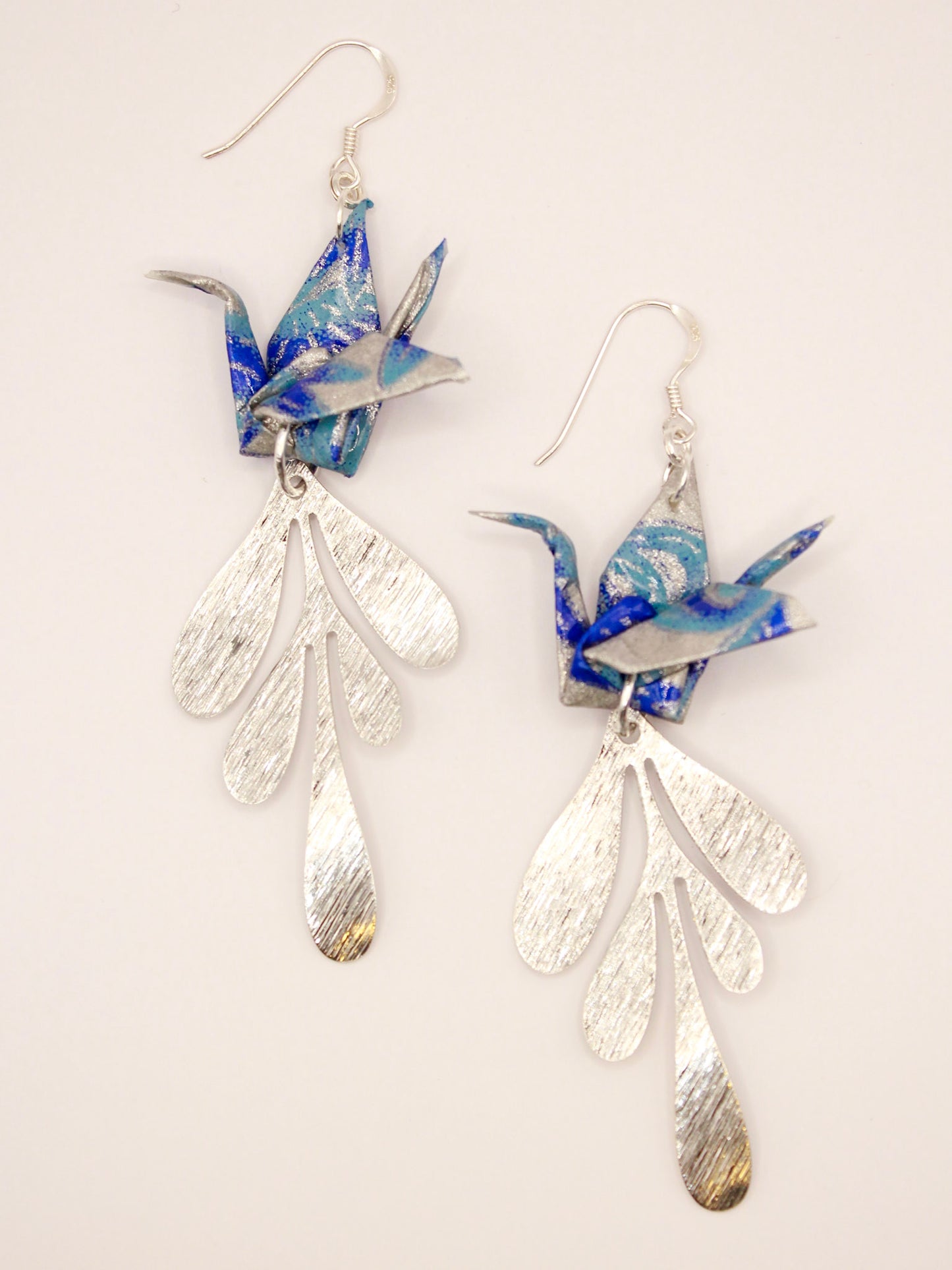 Origami-Crane-Statement-Earrings-Silver