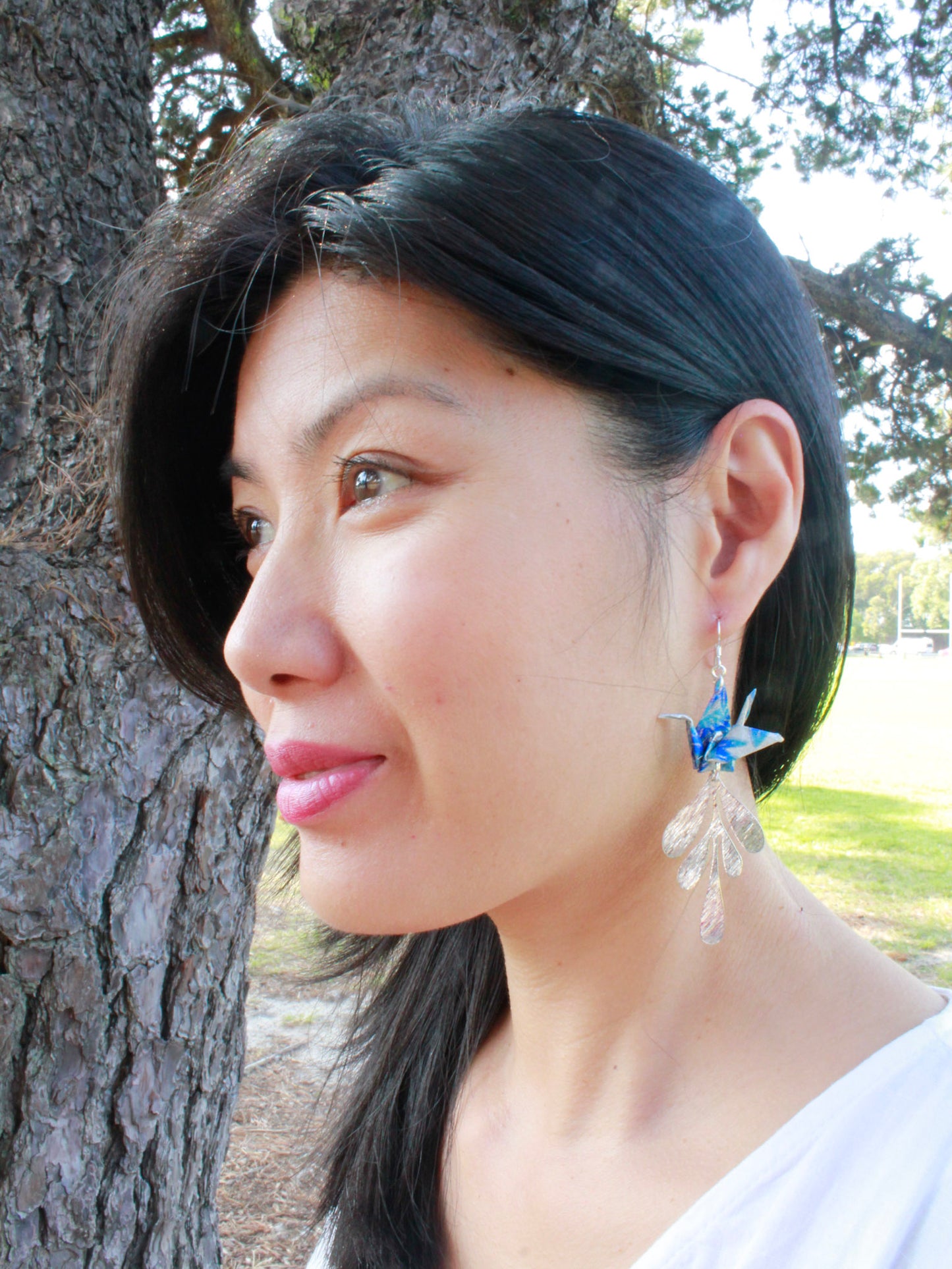 Origami-Crane-Statement-Earrings-silver