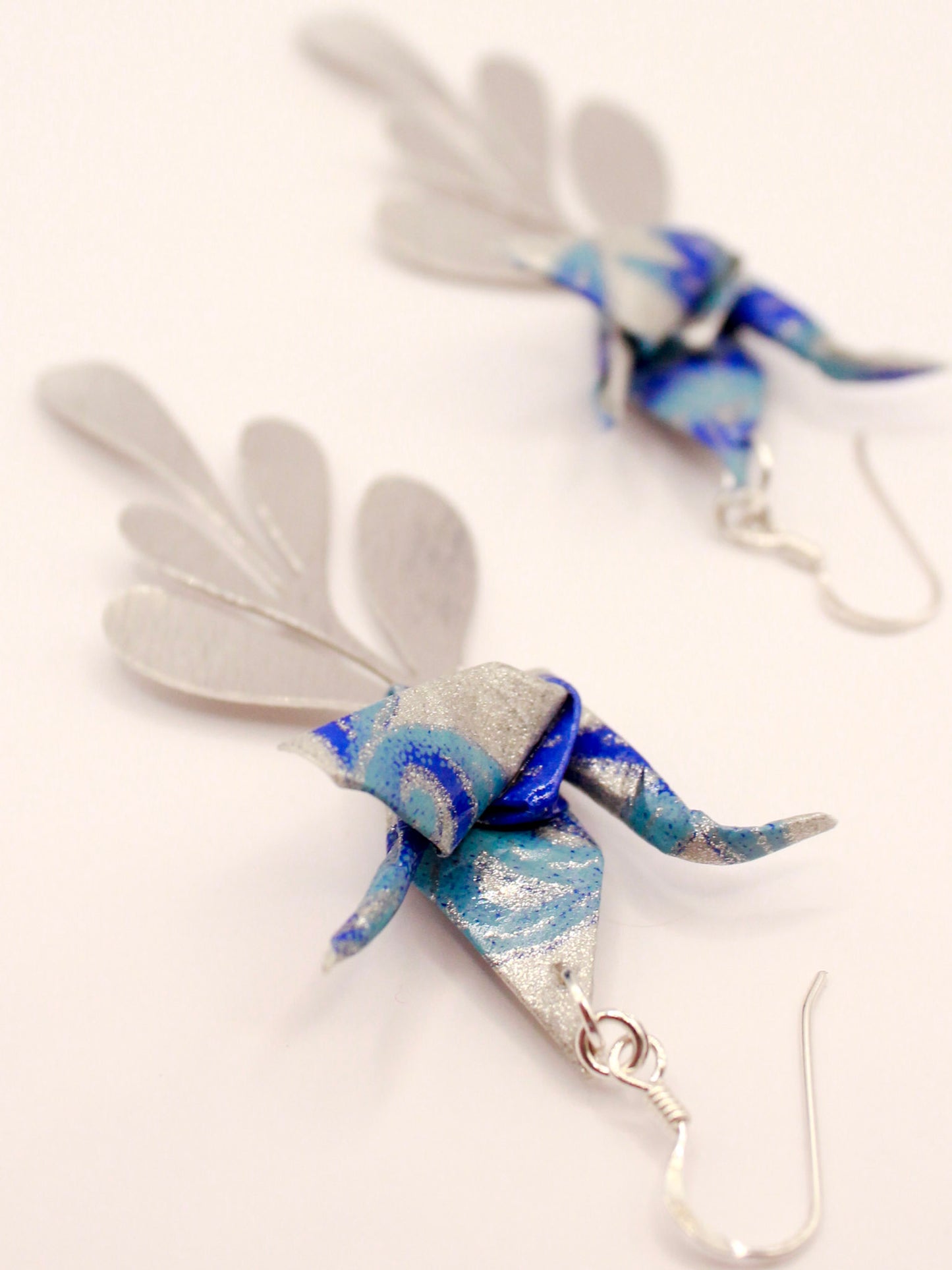 Origami-Crane-Statement-Earrings-silver
