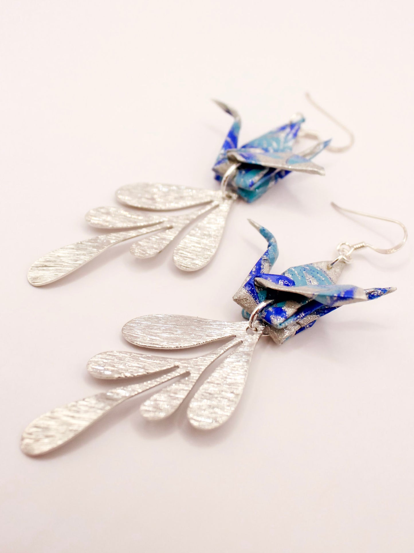Origami-Crane-Statement-Earrings-Silver